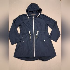 Big Chill Navy Hooded Rain Jacket with White Trim
